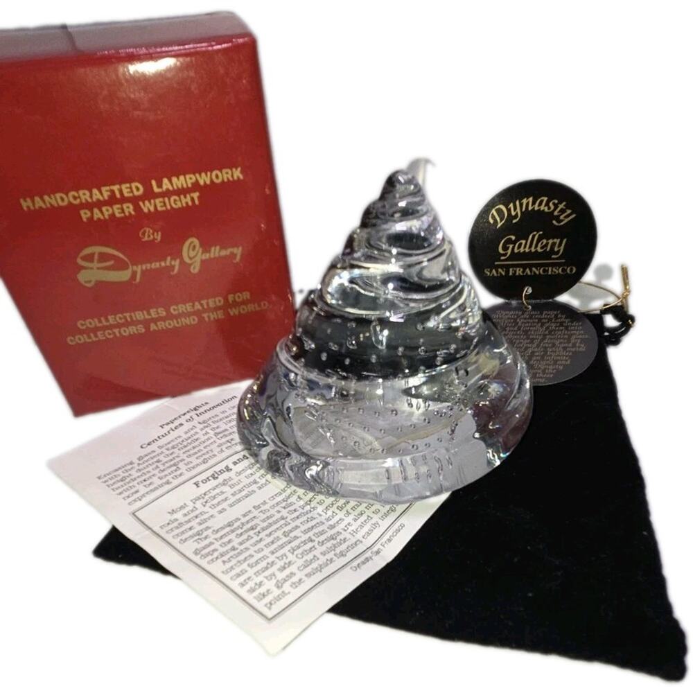 Vtg Dynasty Gallery Glass Conch Shell Paperweight The Pearl Sanibel Island FL